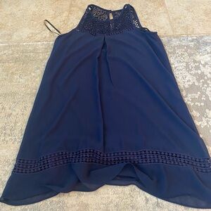 Iz Byer Midnight Blue Sleeveless Lace Dress